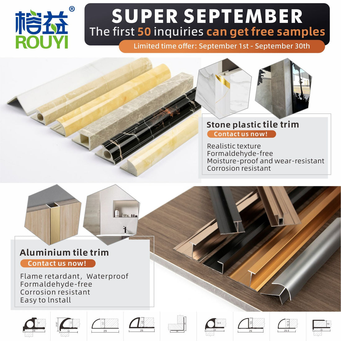 Why Choose ROUYI Tile Trim Manufacturer – Premium PVC, Aluminum, Stainless Steel & Stone Plastic Trims