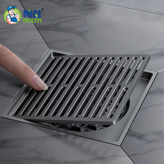 RY Brass Floor Drain Stripe Anti-Odor Drain Valve Cover Shower Trap Drains Kitchen Bathroom Laundry Room Bathroom Accessories