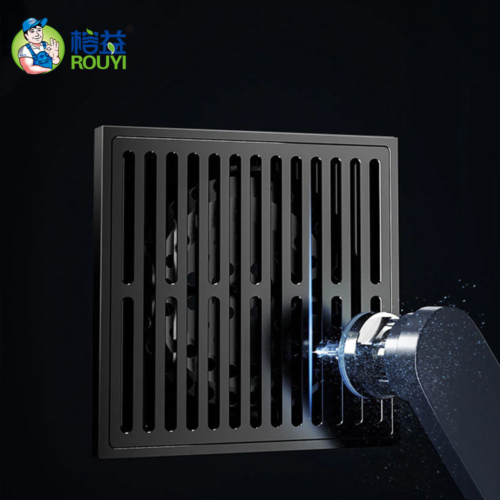 RY Brass Floor Drain Stripe Anti-Odor Drain Valve Cover Shower Trap Drains Kitchen Bathroom Laundry Room Bathroom Accessories